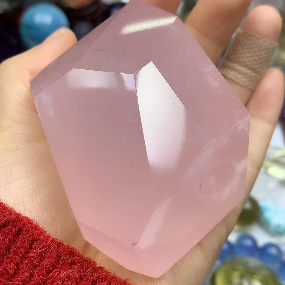 珠宝半成品未镶嵌水晶粉水晶大随型摆件