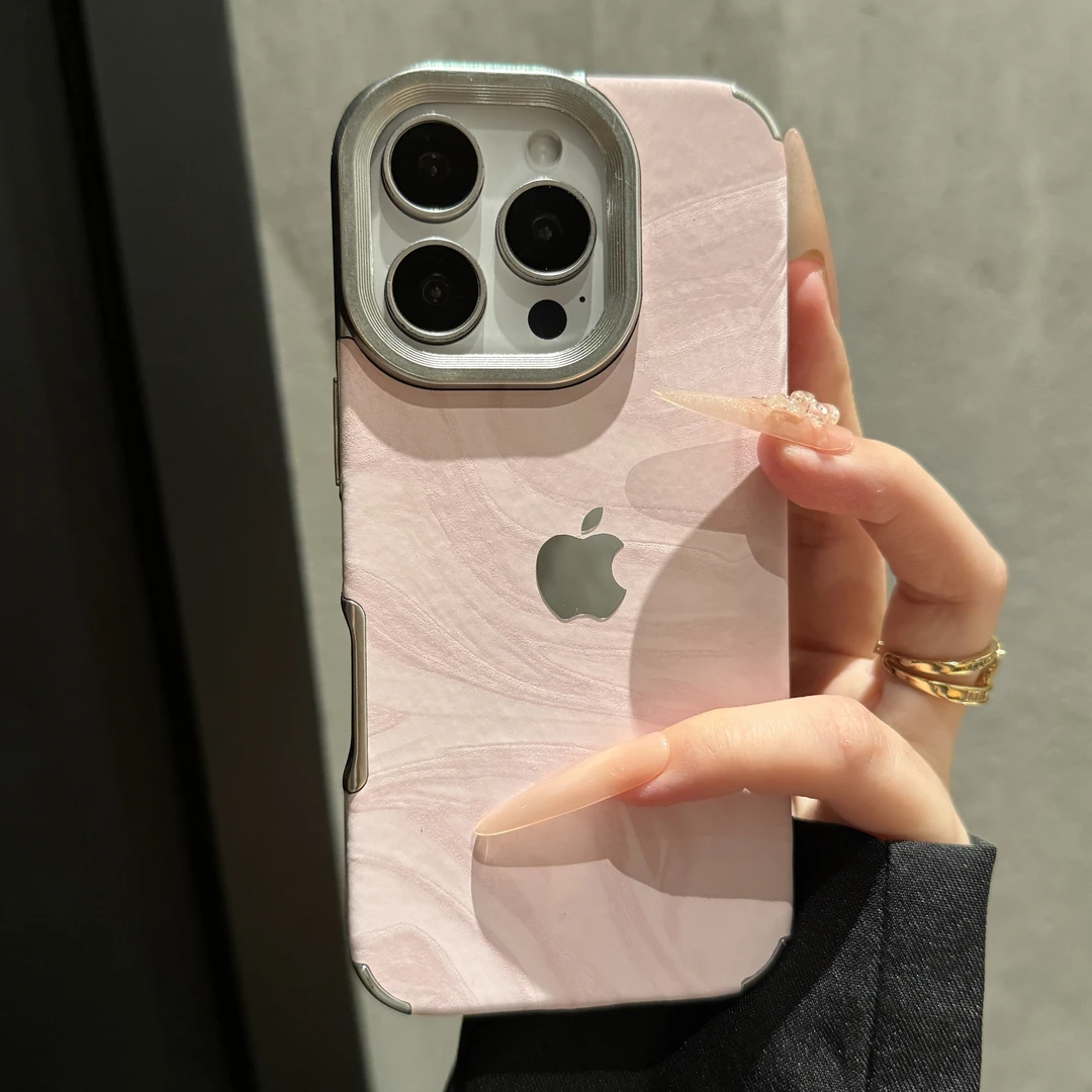 新款电镀绒布水波纹适用iPhone17promax手机壳16苹果15简约14创意