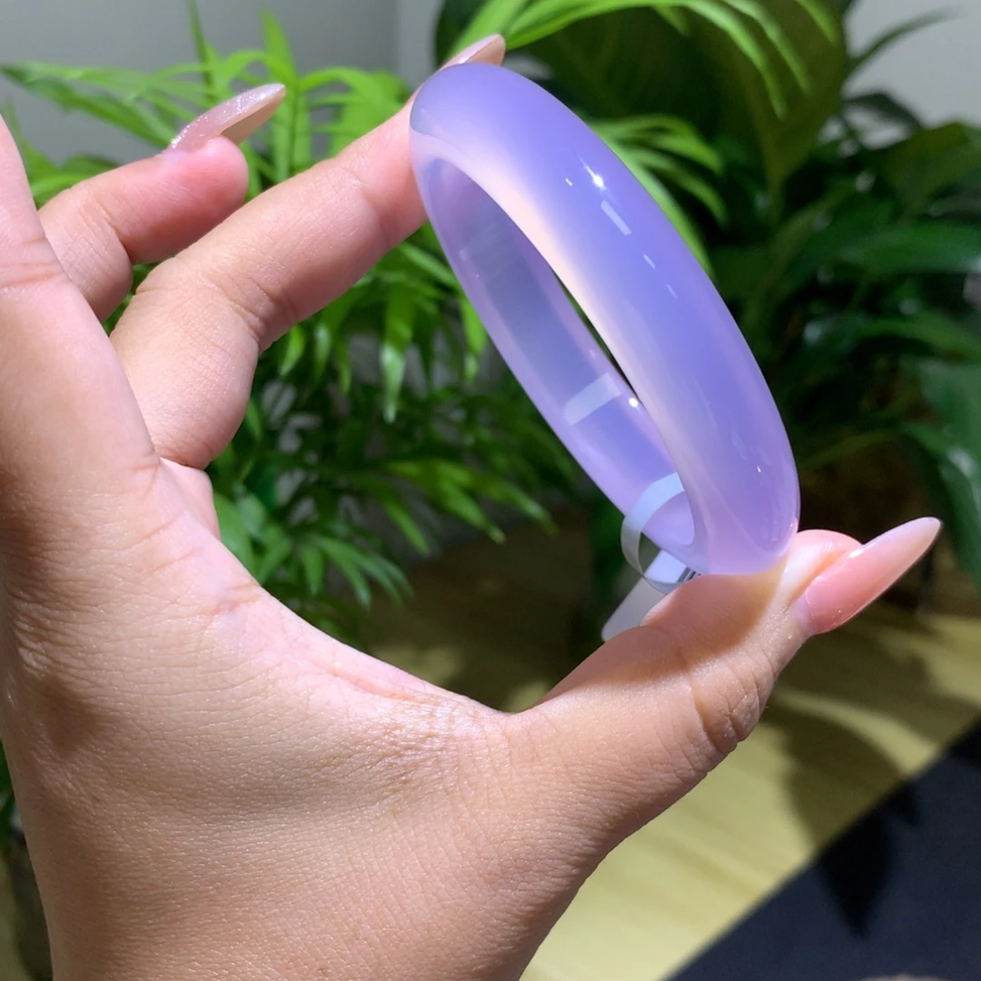 手镯玛瑙/玉髓未镶嵌冰紫宽胎