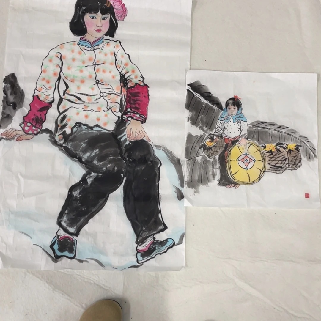 国画无落款 刘静老师绘画