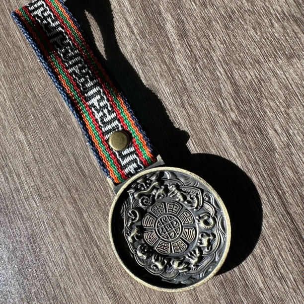 铜合金锦纶吊坠 九宫八卦腰牌吊坠藏式风格十二生肖设计