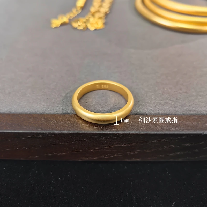 铜合金戒指 男女4mm素圈戒指情侣款细沙精品闭口指环经典时尚新款