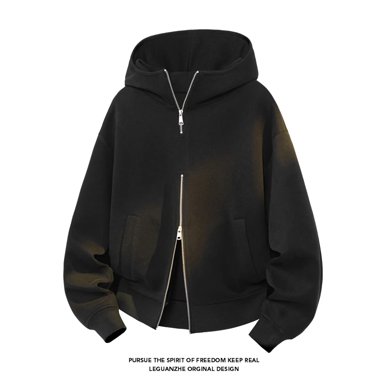 FIPU2025秋冬新款400G重磅连帽卫衣港风宽松大码时尚潮流长袖外套