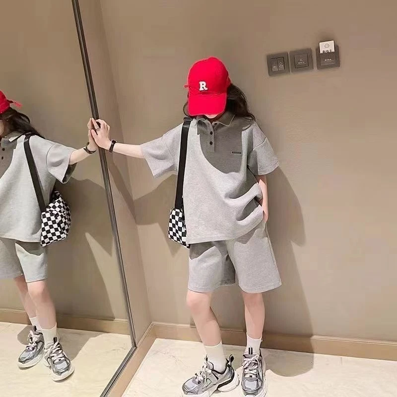 童泰【断码清仓】2025女童夏季套装款韩版休闲POLO领短裤短袖时尚运