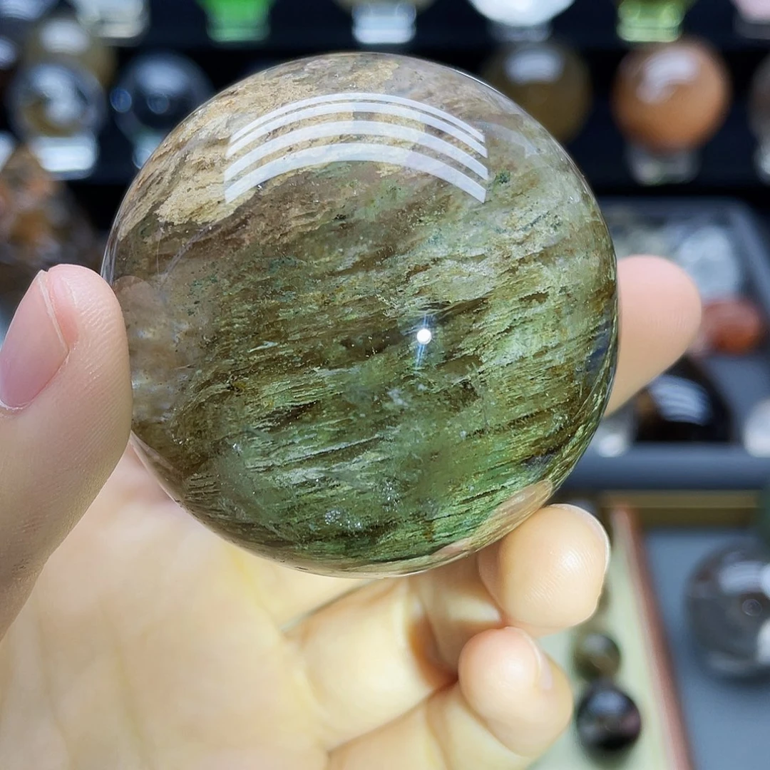 未镶嵌珠宝半成品水晶天然绿幽灵54.3mm