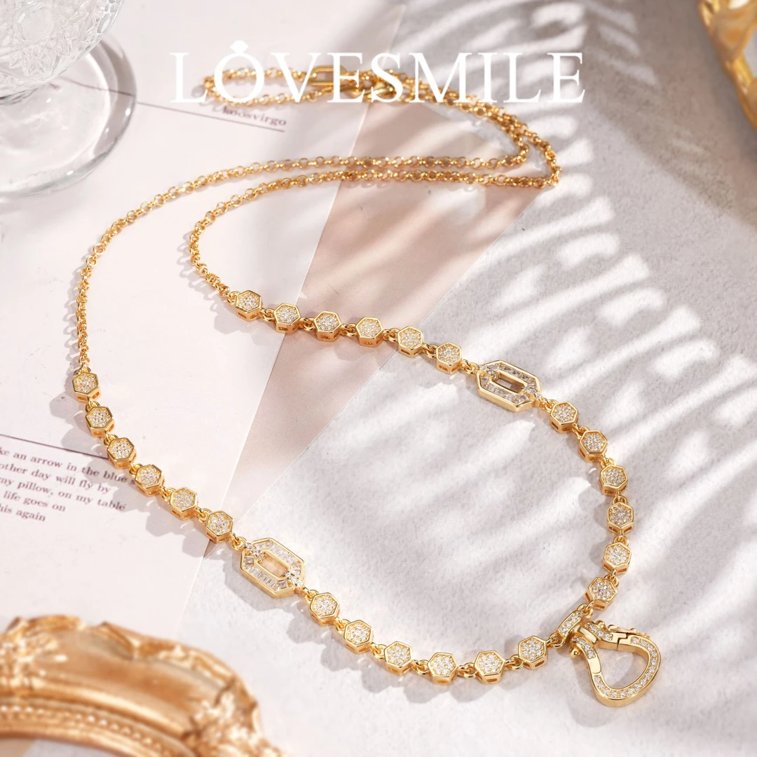 love smile 链子925银合成锆石 S925银锆石项链时尚简约百搭89号