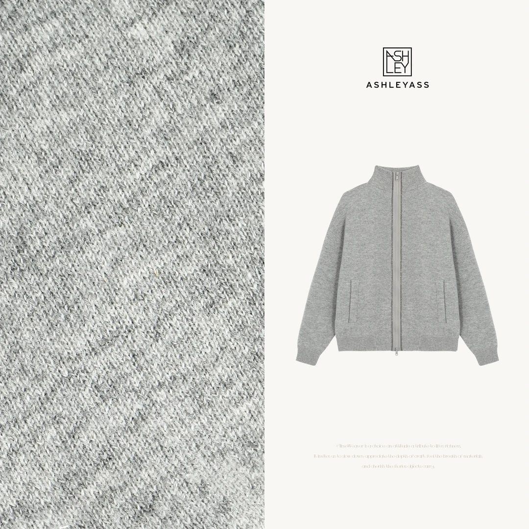 ashleyass“莱卡灰”30羊绒高级质感简约百搭长袖外套LSS241259Y