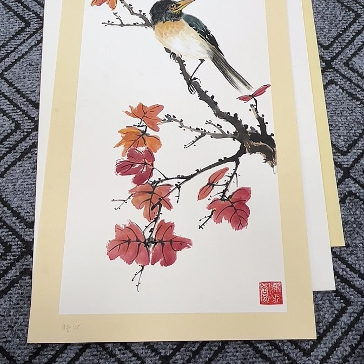 坦***诚国画朱亚老师四尺四开花鸟奇