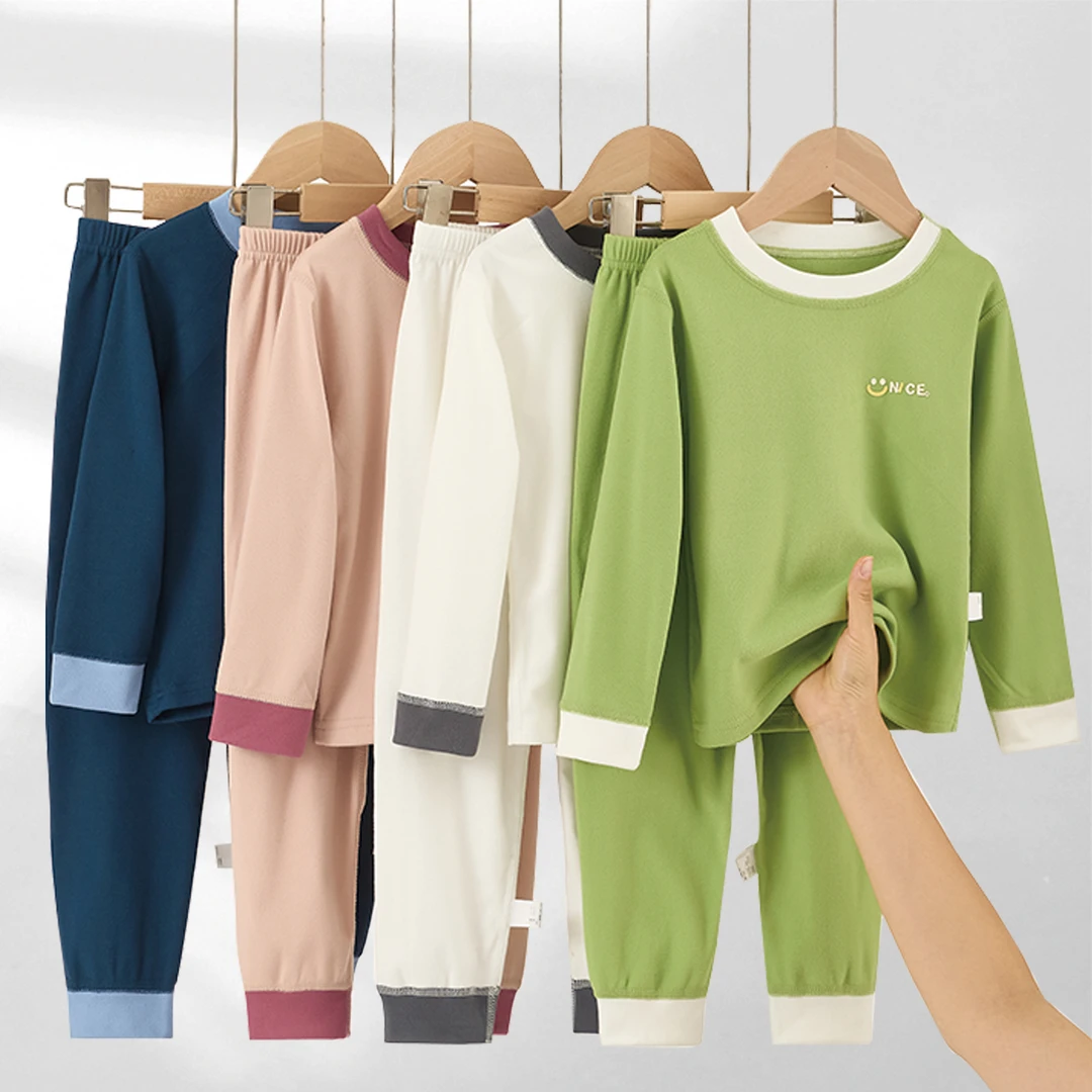 德绒儿童保暖内衣套装秋冬季男童秋衣秋裤宝宝韩系糖果色加绒睡衣