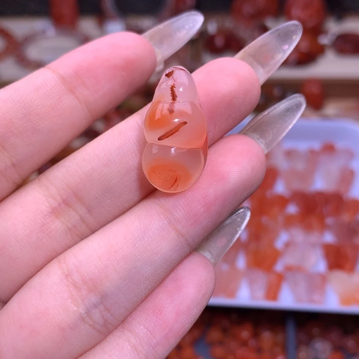 南红玛瑙合金珠宝半成品福豆63