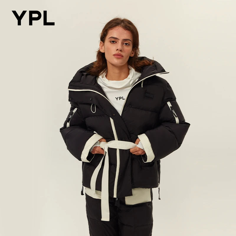 YPL冬季2024新款女士轻薄长款保暖收腰户外防风连帽超好看外套