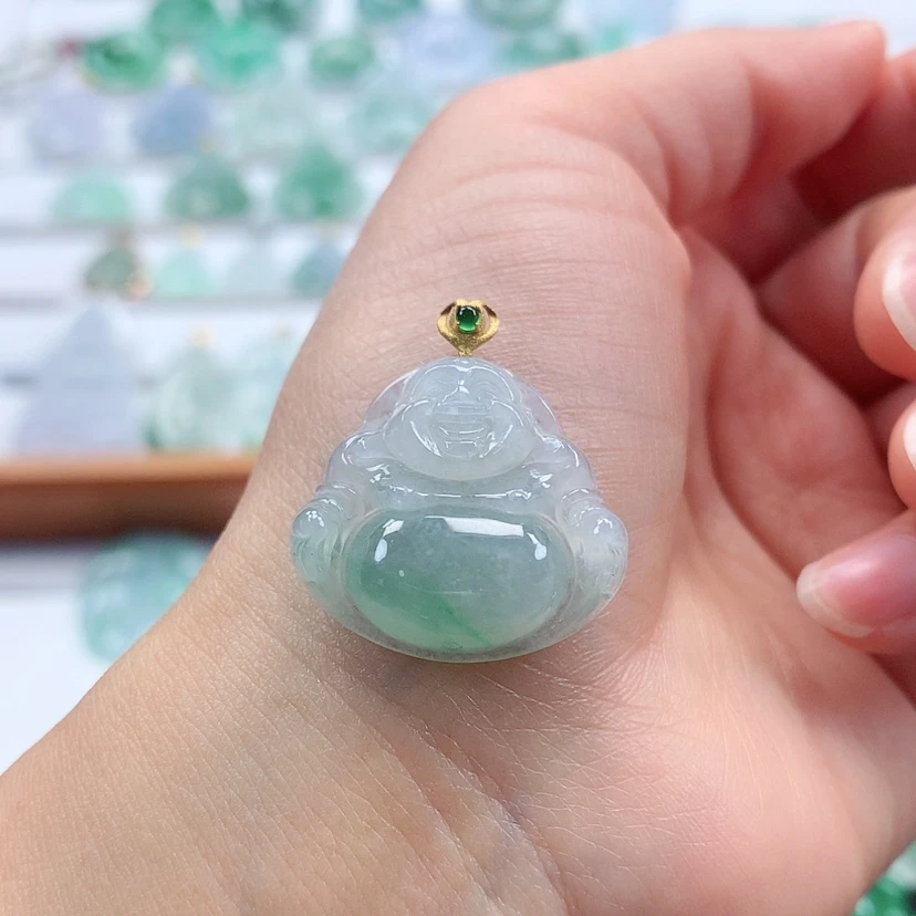 【闪购商品】翡翠吊坠(赠链)18K金镶嵌