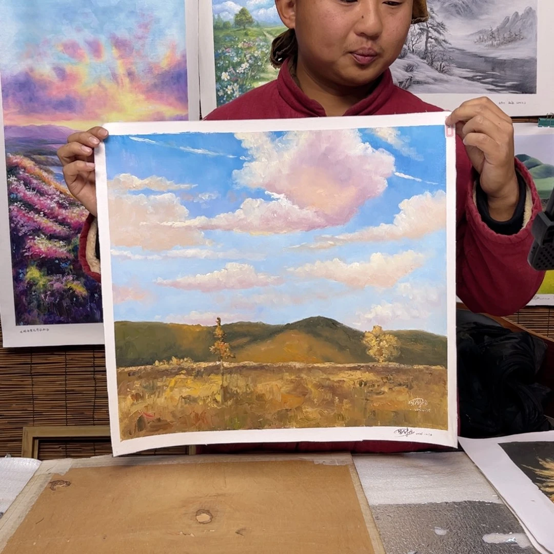 油画行路人小院绘画作品竞拍