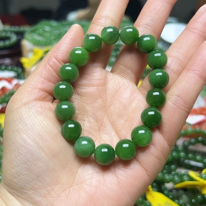 荷***叶和田玉（碧玉）未镶嵌手链