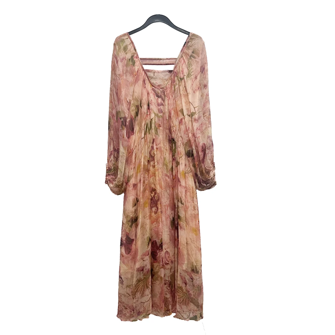 夏日缤纷百分百桑蚕丝度假慵懒风连衣裙