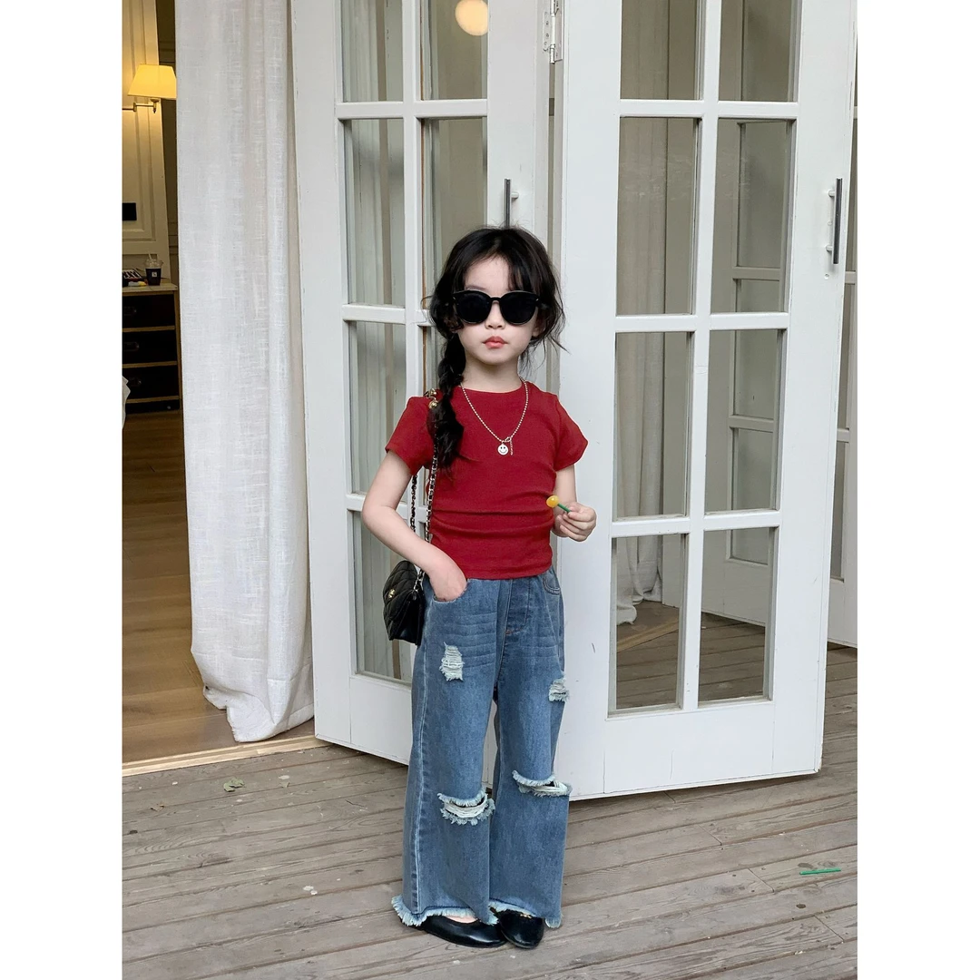 女童套装2025春夏季新款中小童2-7岁韩版短袖背心儿童牛仔裤洋气