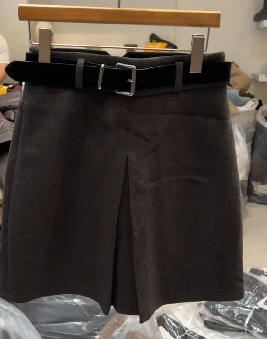 A字裙系带X型厚款通勤风半身裙显瘦休闲A字百搭#66A81