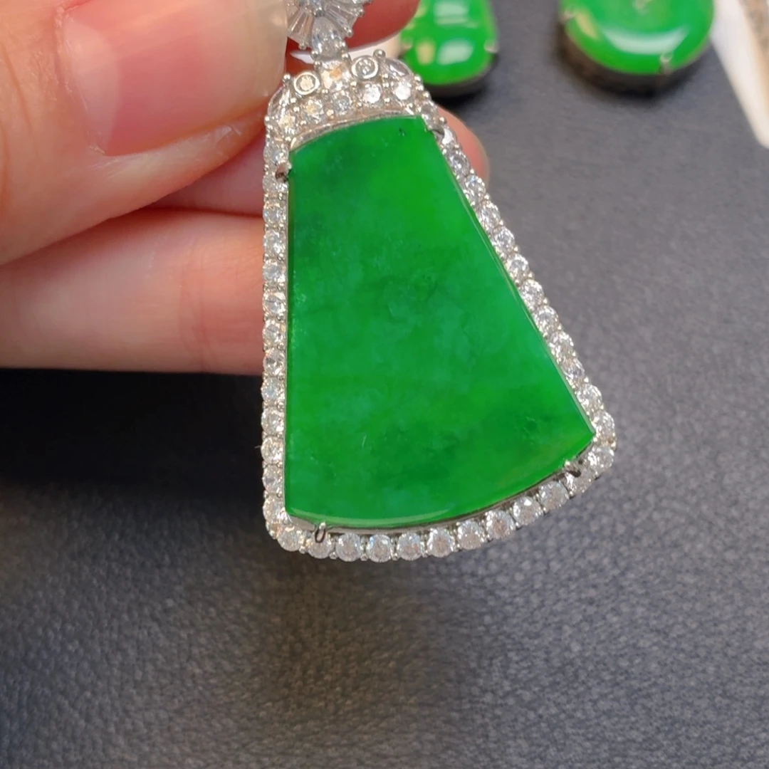 翡翠银S925镶嵌吊坠(不含链)