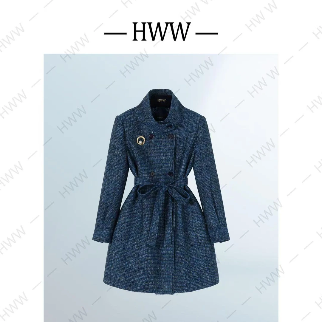 HWW绵羊毛鹅绒服潮流时尚修身气质收腰90白鹅绒服品名DHZFF407666