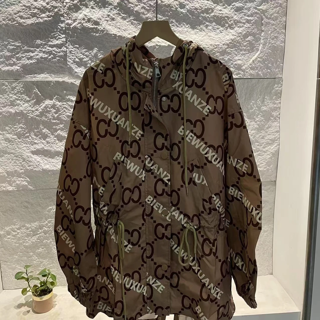 FL秋季防晒女薄款西服风衣上衣印花宽松韩版外套【73337】