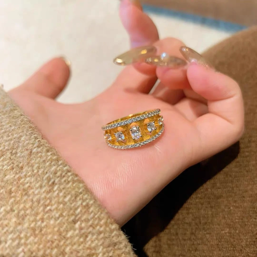 戒指 3530  精美黄色镂空宽版戒指多样性发货