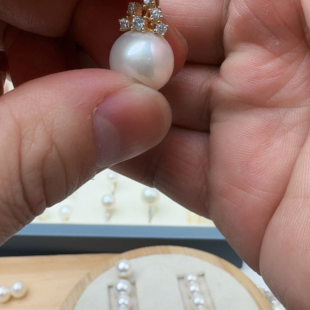 淡水珍珠耳饰银S925镶嵌