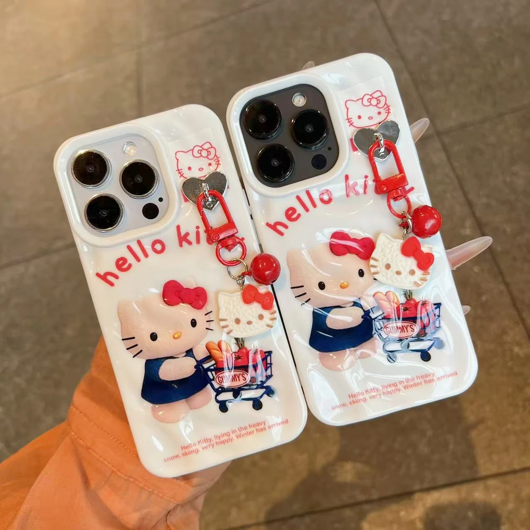 GGBond凯蒂铃铛挂件适用苹果iPhone17/16promax褶皱15手机壳13/14