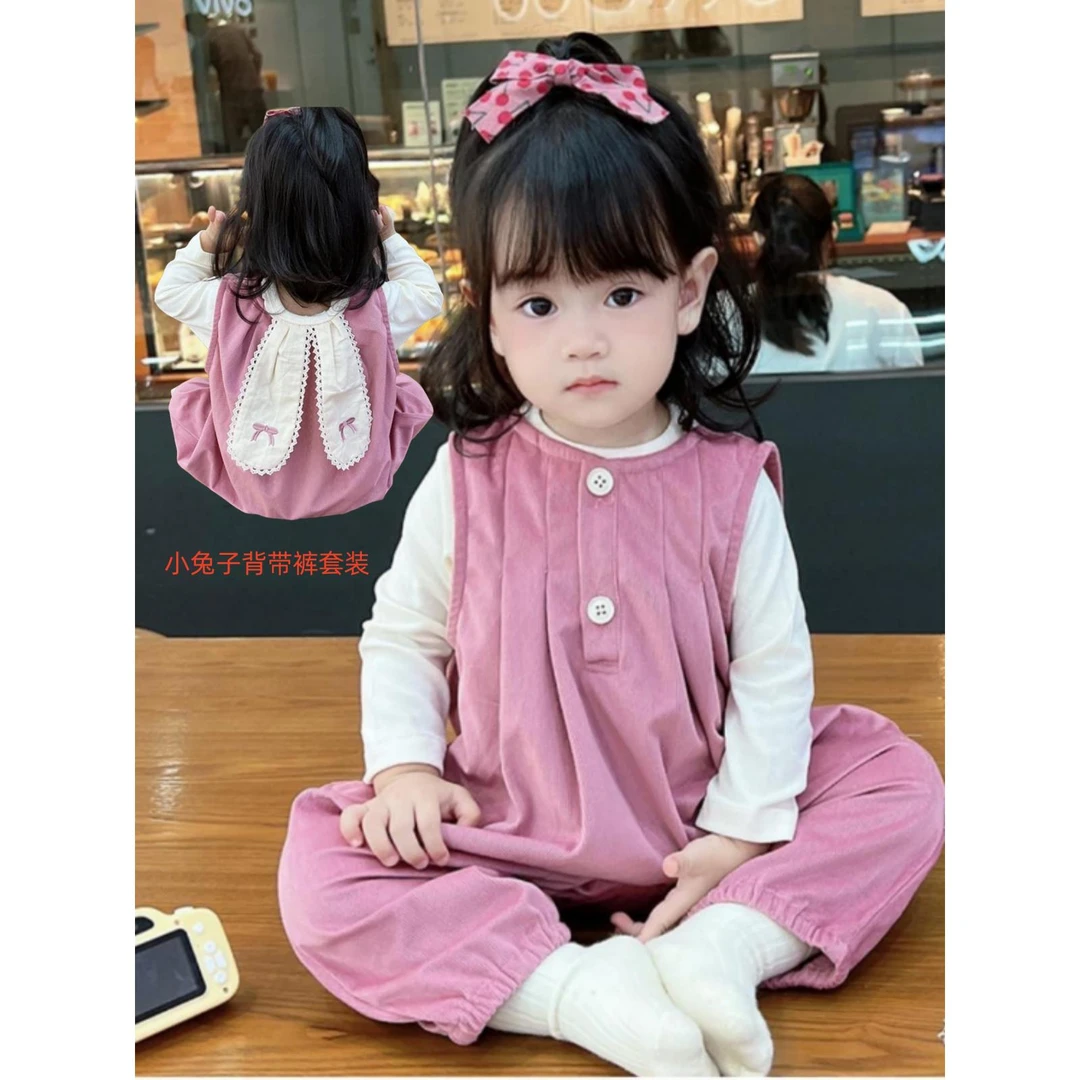 巴拉巴拉童装适用新生婴儿衣服春秋装兔子背带裤两件套外出服一周