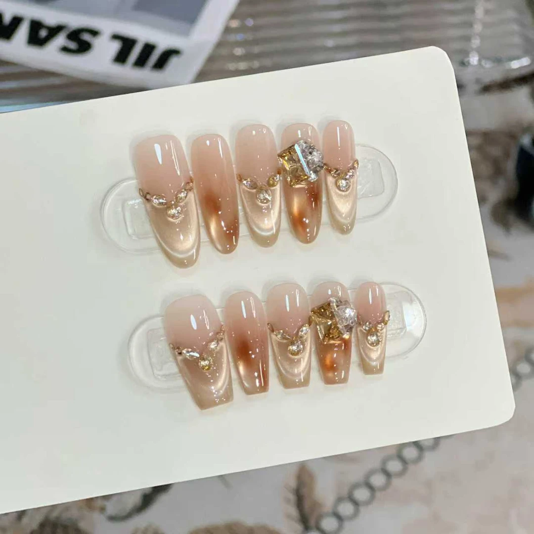 【琥珀】秋冬爆款纯手工渐变猫眼显白穿戴甲片A