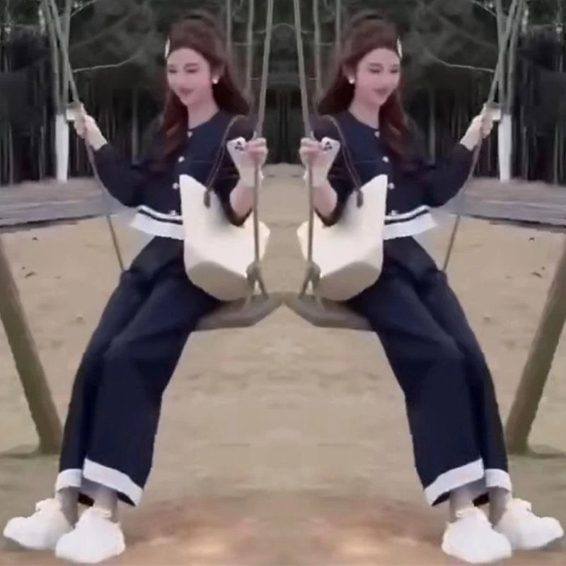 2025春季网红新款小个子牛仔套装女欧货蕾丝拼接显瘦外套+阔腿裤