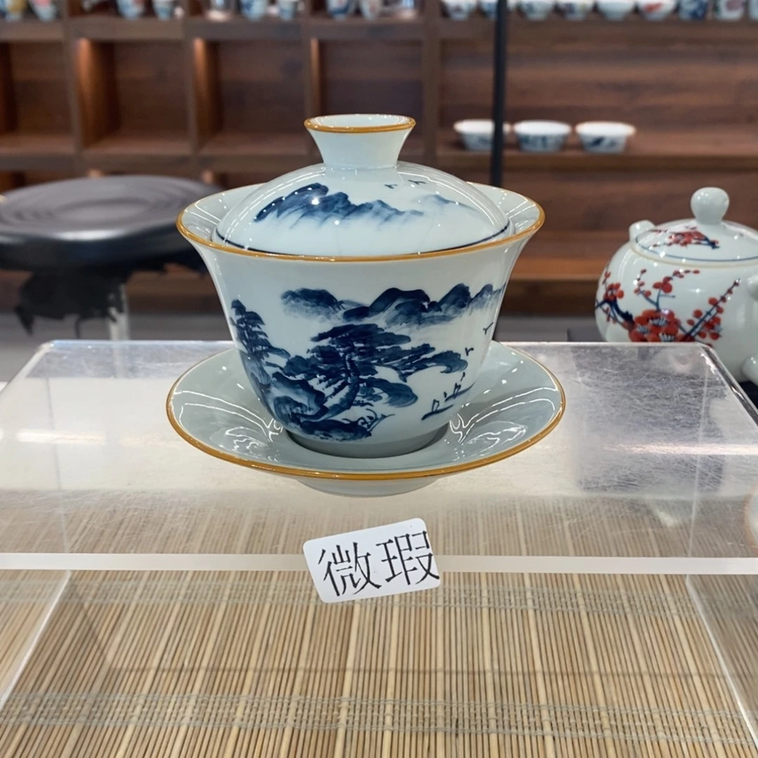 釉下彩老陶泥手工绘制