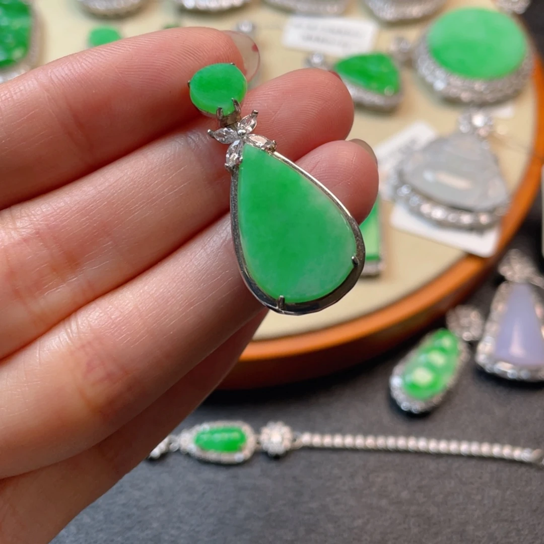 翡翠吊坠(不含链)银S925镶嵌