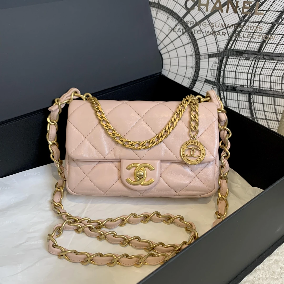99新 Chanel/香奈儿  壹臻/23S樱花粉金币大mini斜挎包/29697764