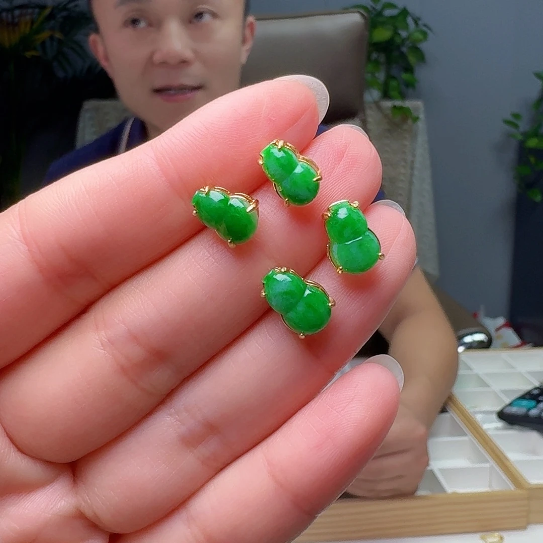 翡翠银S925镶嵌耳饰多样性发货其一