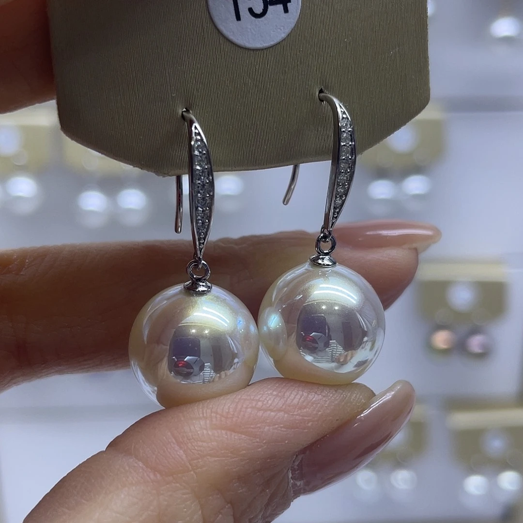 银S925镶嵌淡水珍珠耳饰