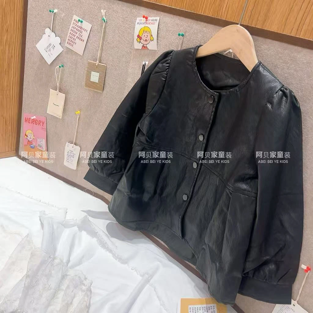 【1015】香蕉家黑色皮衣童装