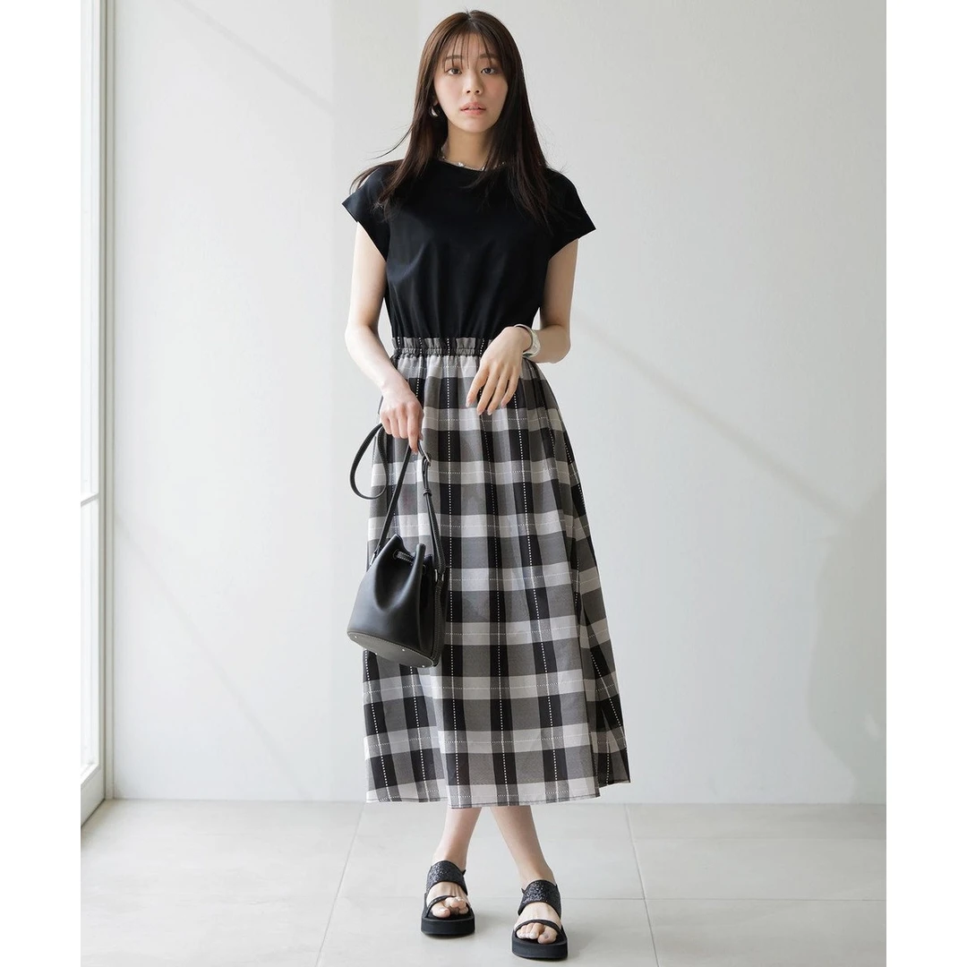 【MonTendre】夏季新款 A 气质慵懒风百搭高腰显瘦时尚格子连衣裙