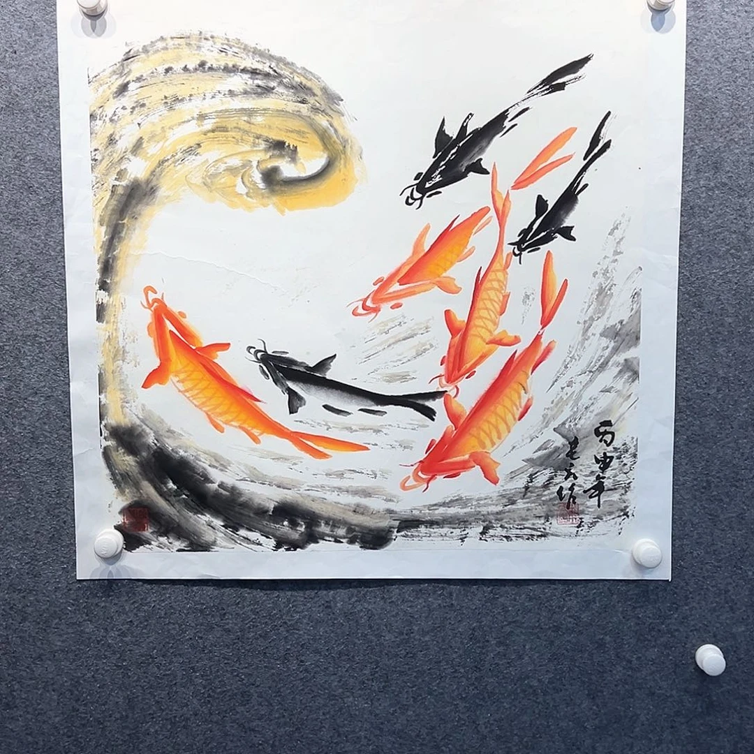国画纯手绘画心原创