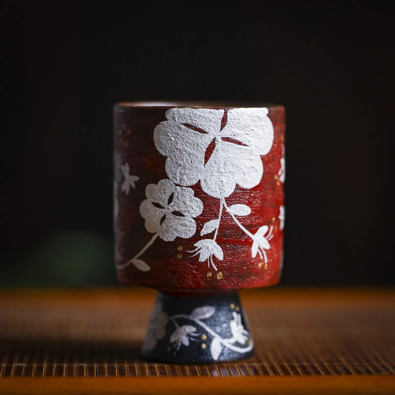 【小田甄陶】炼陶-四叶草-蕉白轩-高足杯-70ml（蕉白S0613）