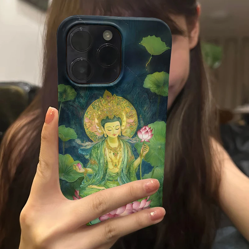 绿度母•适用oppo苹果16promax华为vivo新中式iPhone15手机壳防摔