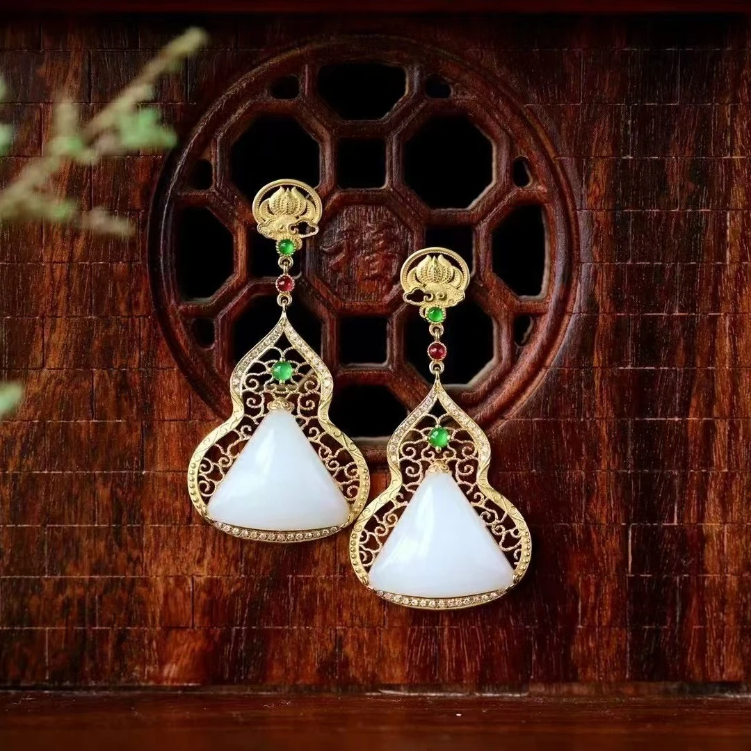 【胖娃娃珠宝】金镶葫芦耳饰福禄双全设计精美