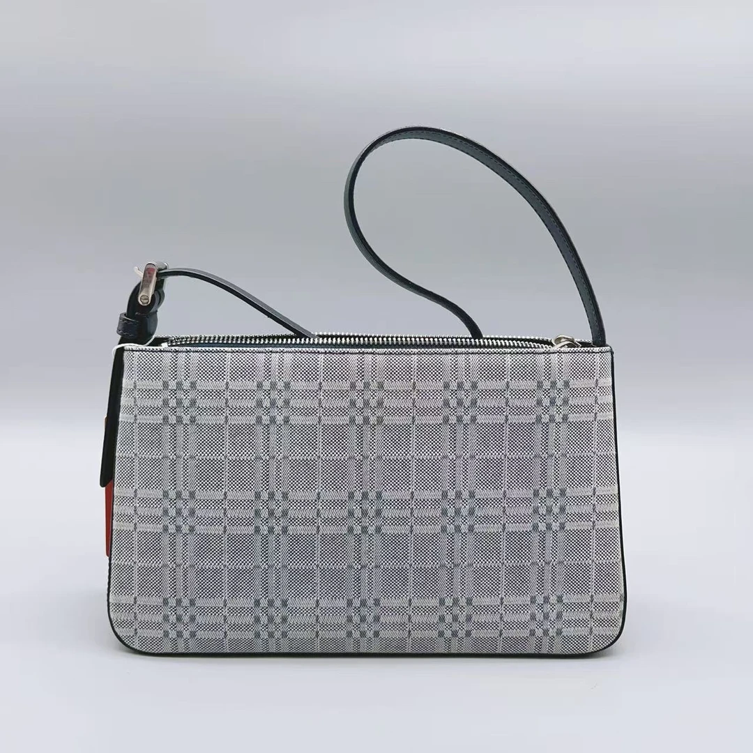 95新 BURBERRY/博柏利   灰色格子腋下包 1662 8518