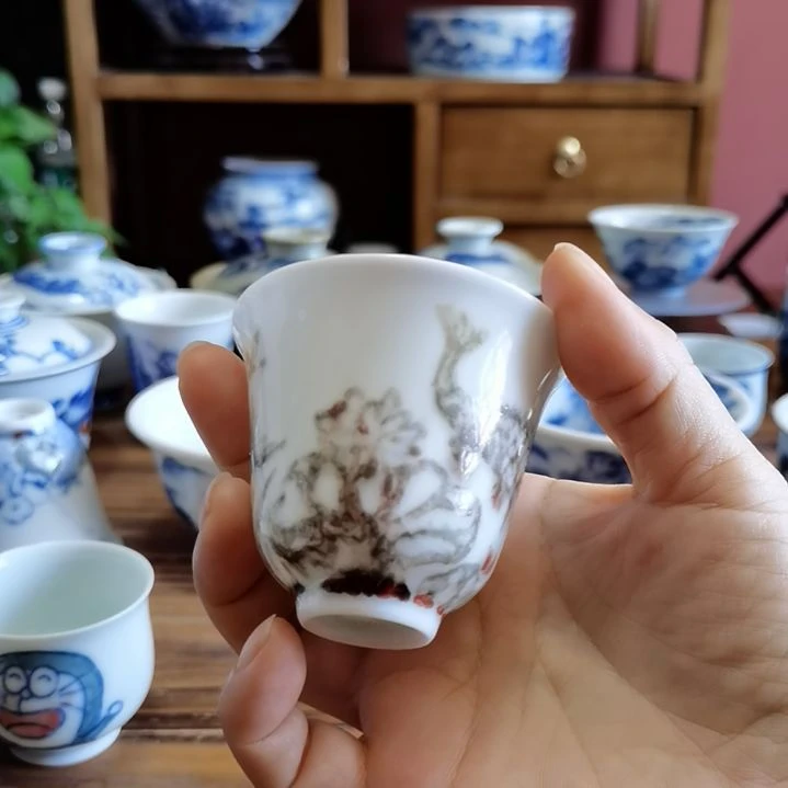手工手绘柴窑鱼藻纹