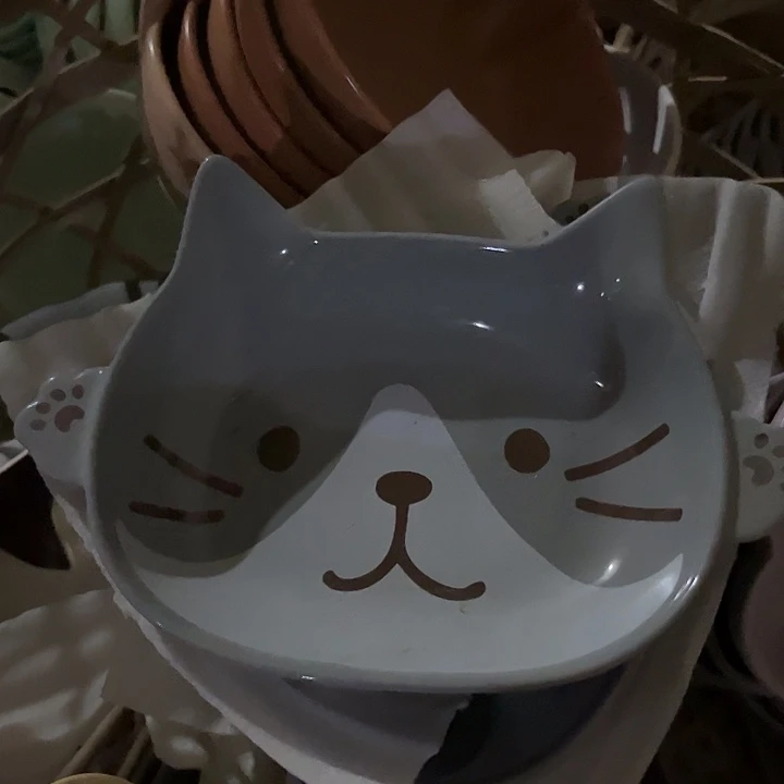 陶陶瓷灰猫微瑕平口