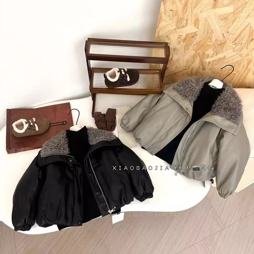 男童加厚棉皮衣外套2025小宝家冬季新款中大儿童宝宝加厚棉服外套