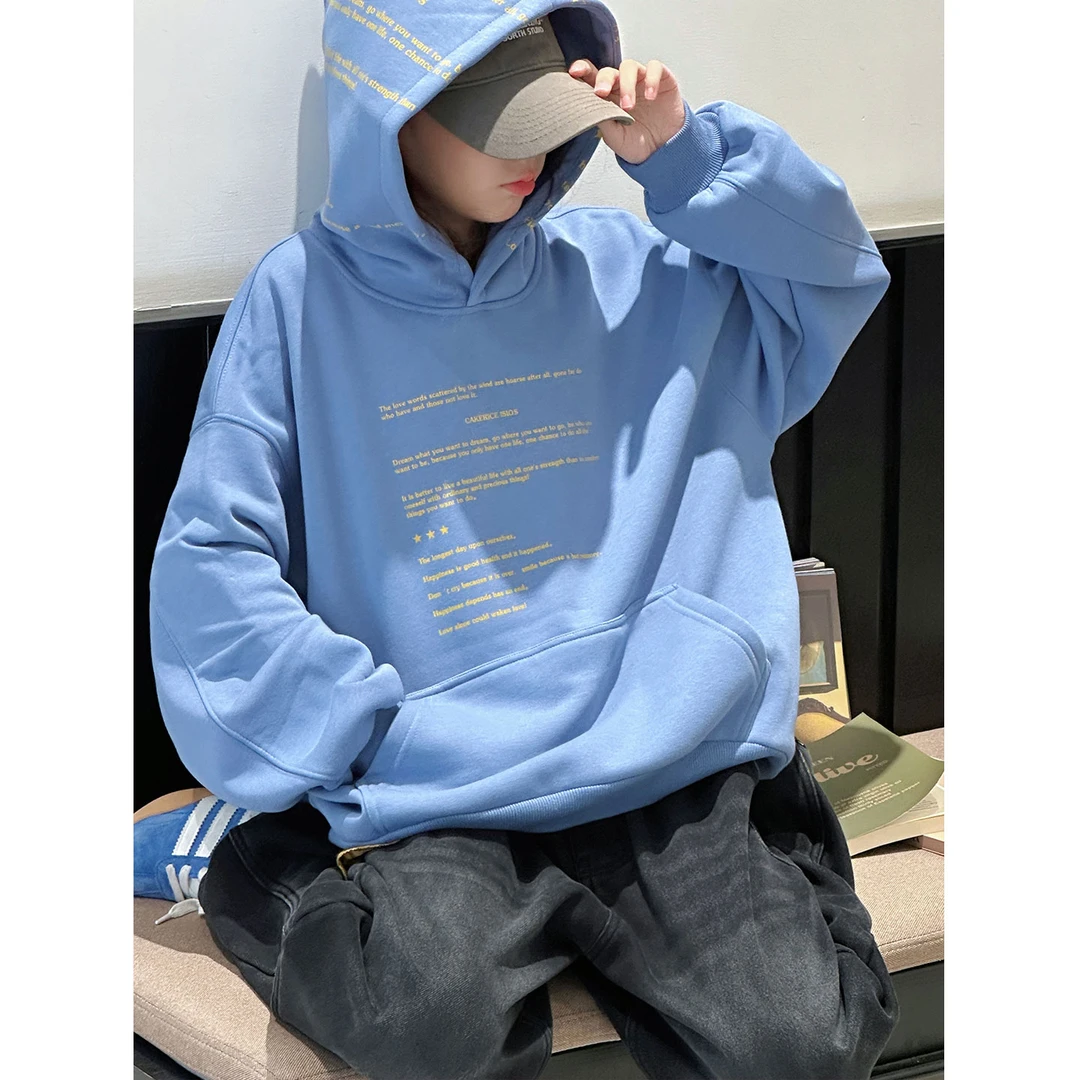 K29964排列字母卫衣秋冬装2025新款儿童连帽上衣加绒加厚女大童衣