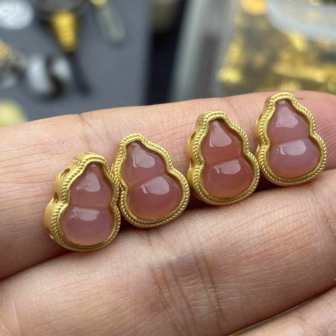 粉糯玛瑙葫芦925银配件线束百搭文玩配饰（随机发货）