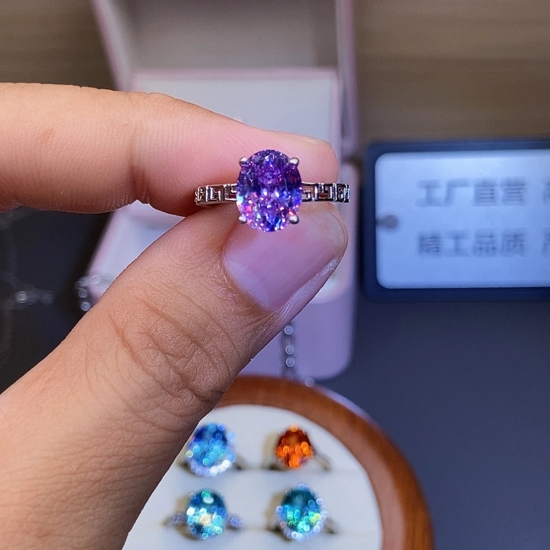 银S925镶嵌戒指碧玺