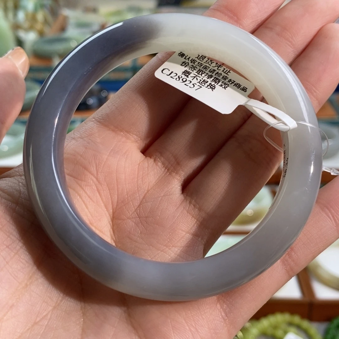 和田玉未镶嵌手镯青海紫白双色58/59