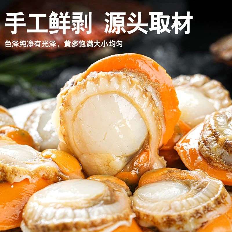 【5斤装 扇贝肉】带黄带膏5包5斤 新鲜红贝大号扇贝肉无泥无沙C
